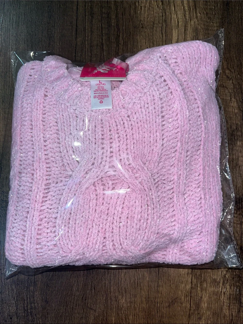 Justice Soft Pink Cable Knit Sweater size 12/14